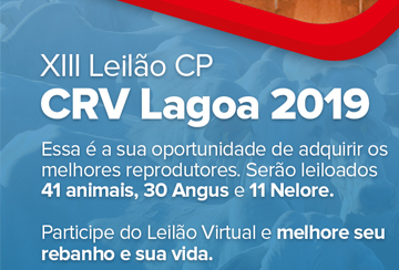XIII LEILÃO VIRTUAL CP CRV LAGOA 2019