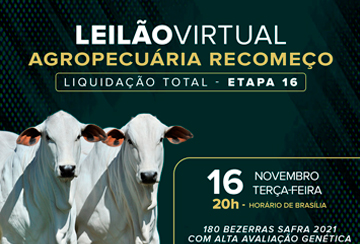 LEILÃO AGROPECUÁRIA RECOMEÇO - LIQUIDAÇÃO TOTAL - ETAPA 16